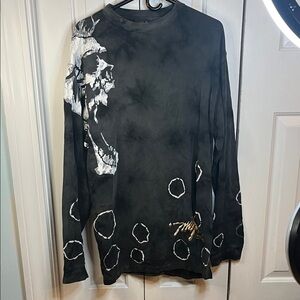 Miskeen Originals Skull Head Long Sleeve Script T Shirt Men XL metal goth